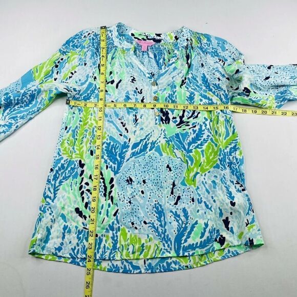 Lilly Pulitzer Elsa Top Blue Spa Let's Cha Cha - Picture 8 of 8
